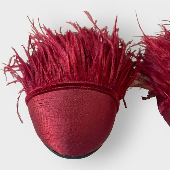 Birdies Lovebird Feather Mules Satin Quilted Slip On Red Size 6 Fun Cute Spring - Picture 2 of 15